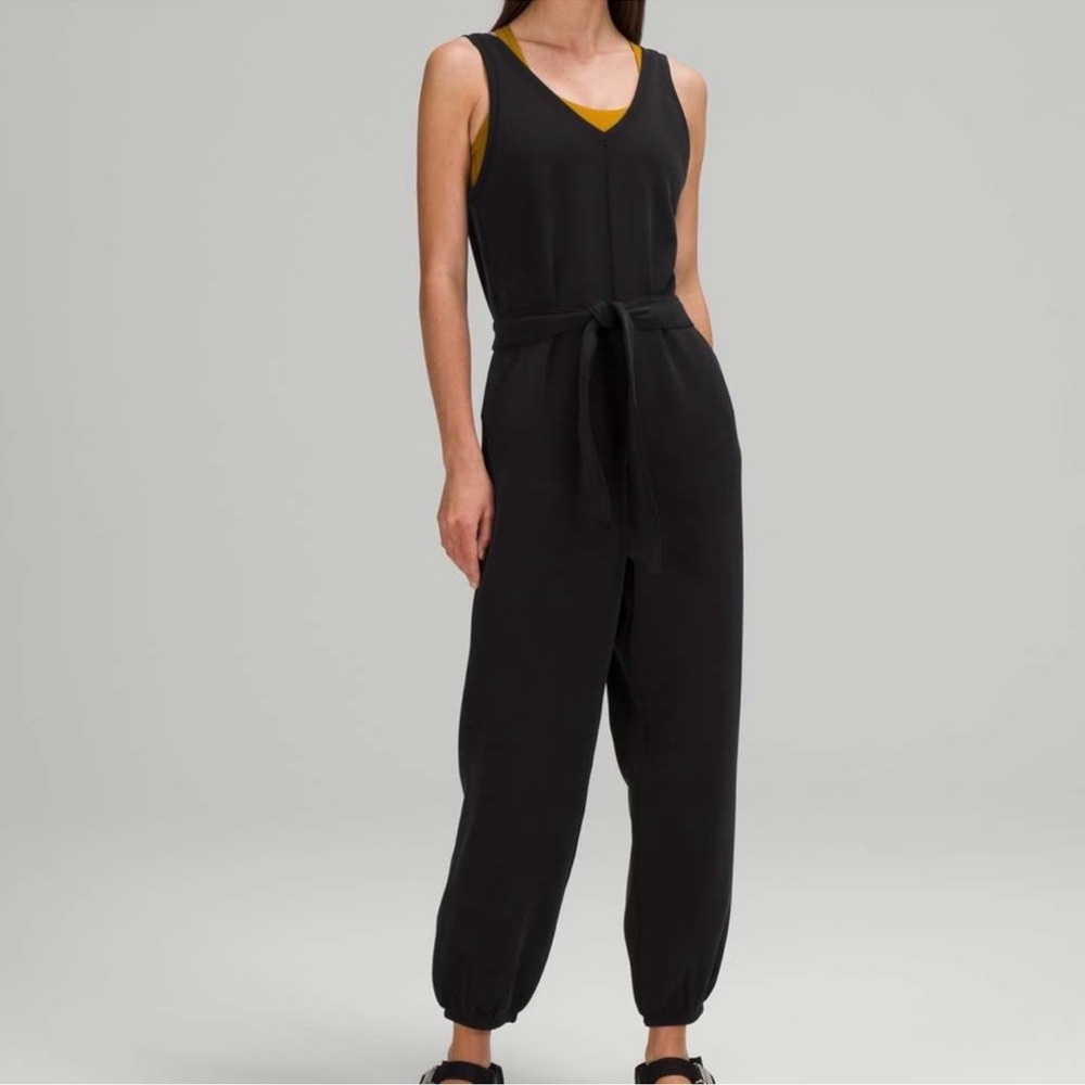 Lululemon Athletica Black Ease Of It All V Neck Jumpsuit